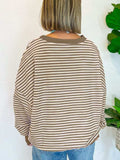 Striped Round Neck Long Sleeve Sweatshirt - Trendsi - Flyclothing LLC