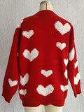 Heart Round Neck Dropped Shoulder Sweater - Trendsi - Flyclothing LLC