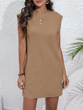 Round Neck Cap Sleeve Mini Dress with Pockets - Trendsi - Flyclothing LLC