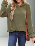 Double Take Textured Kangaroo Pocket Long Sleeve Hoodie - Trendsi - Flyclothing LLC