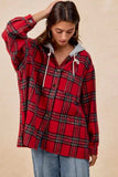 BiBi Brushed Plaid Hooded Jacket - Trendsi - Flyclothing LLC
