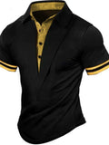 Men's Collared Neck Contrast Short Sleeve Polo - Trendsi - Flyclothing LLC