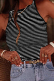 Striped Ribbed Round Neck Tank - Trendsi - Flyclothing LLC