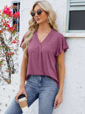 V-Neck Flutter Sleeve T-Shirt - Trendsi - Flyclothing LLC