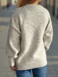 Round Neck Long Sleeve Sweater - Trendsi - Flyclothing LLC