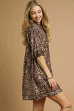 Umgee Full Size Leopard Print Mini Dress with Contrast Trim Plus Size - Trendsi - Flyclothing LLC