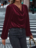 Lovelet Cowl Neck Long Sleeve Blouse - Trendsi - Flyclothing LLC