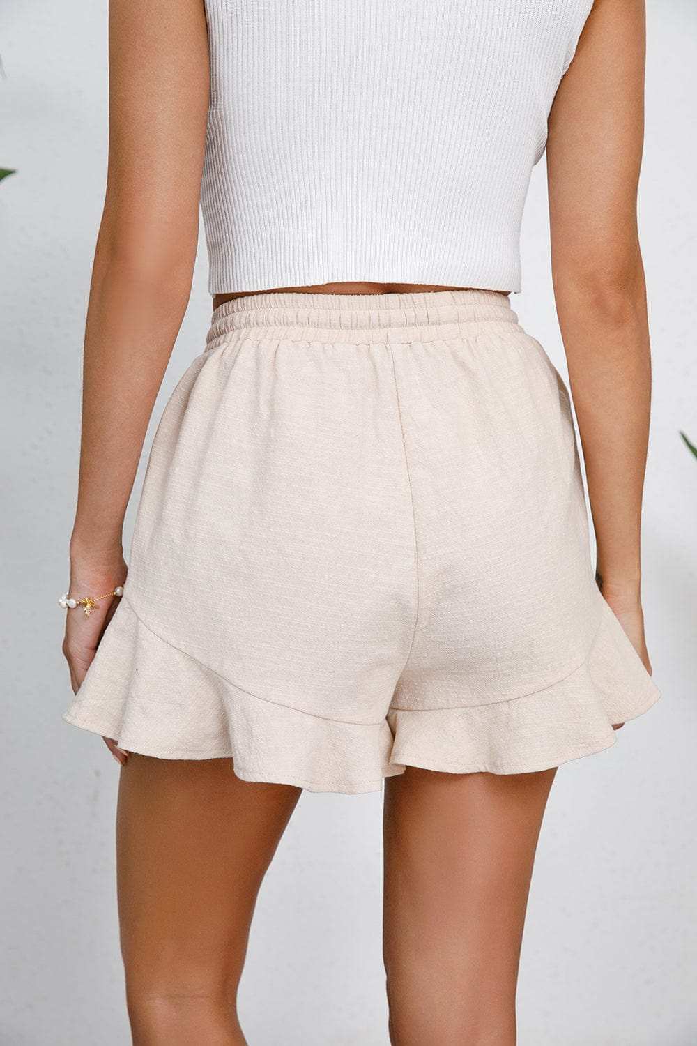 Full Size Drawstring Ruffle Hem Shorts - Trendsi - Flyclothing LLC