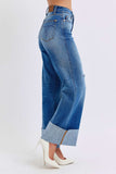 Judy Blue Full Size Distressed High Waist Wide Leg Jeans - Trendsi - Flyclothing LLC