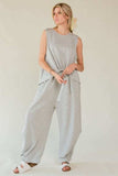 Davi & Dani Drawstring Hem Round Neck Tank and Pants Set - Trendsi - Flyclothing LLC