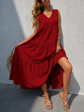 Tiered V-Neck Sleeve Dress - Trendsi - Flyclothing LLC