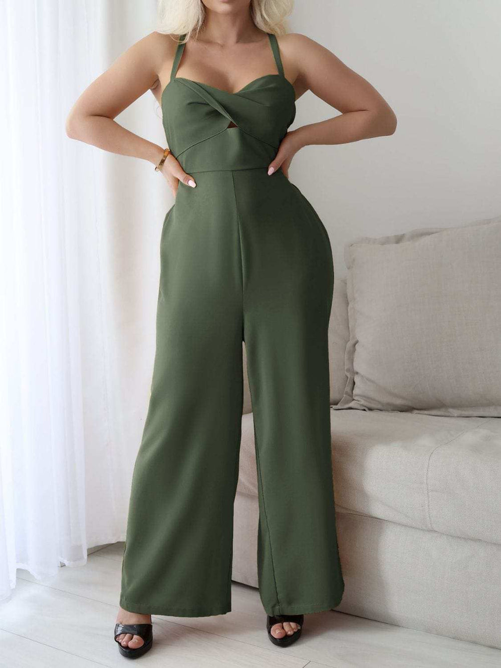 Devine Tie Back Backless Crisscross Jumpsuit - Trendsi - Flyclothing LLC