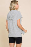 Culture Code Full Size Striped Short Sleeve Hooded Top - Trendsi - Flyclothing LLC