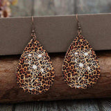 Leopard PU Leather Teardrop Shape Earrings - Trendsi - Flyclothing LLC