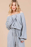 Ces Femme Boat Neck Long Sleeve Drawstring Jumpsuit - Trendsi - Flyclothing LLC