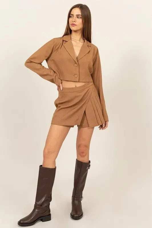 HYFVE Cropped Button-Down Blazer - Trendsi - Flyclothing LLC