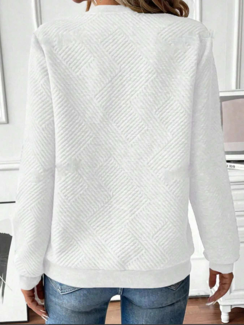 Quarter Zip Textured Long Sleeve Sweatshirt - Trendsi - Flyclothing LLC