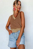 Striped Contrast V-Neck Sweater Vest - Trendsi - Flyclothing LLC