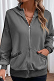 Waffle-Knit Pocketed Zip Up Hooded Jacket - Trendsi - Flyclothing LLC