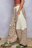 POL Drawstring Quilted Printed Knit Floral Pants with Double Gauze Patchwork - Trendsi - Flyclothing LLC