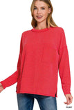 Zenana Long Sleeve Drop Shoulder Rib Top - Trendsi - Flyclothing LLC