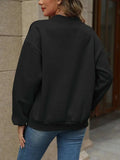 V-Neck Long Sleeve Dropped Shoulder Sweatshirt - Trendsi - Flyclothing LLC