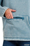 Zenana Fleece Washed High Neck Kangaroo Pocket Sweatshirt - Trendsi - Flyclothing LLC