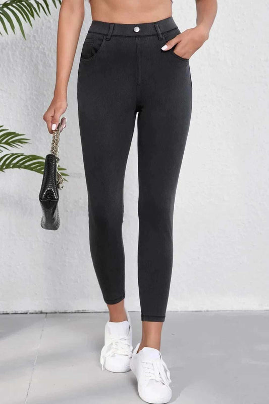 High Waist Jeans with Pockets - Trendsi - Flyclothing LLC