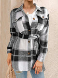 Tied Plaid Button Up Shacket - Trendsi - Flyclothing LLC