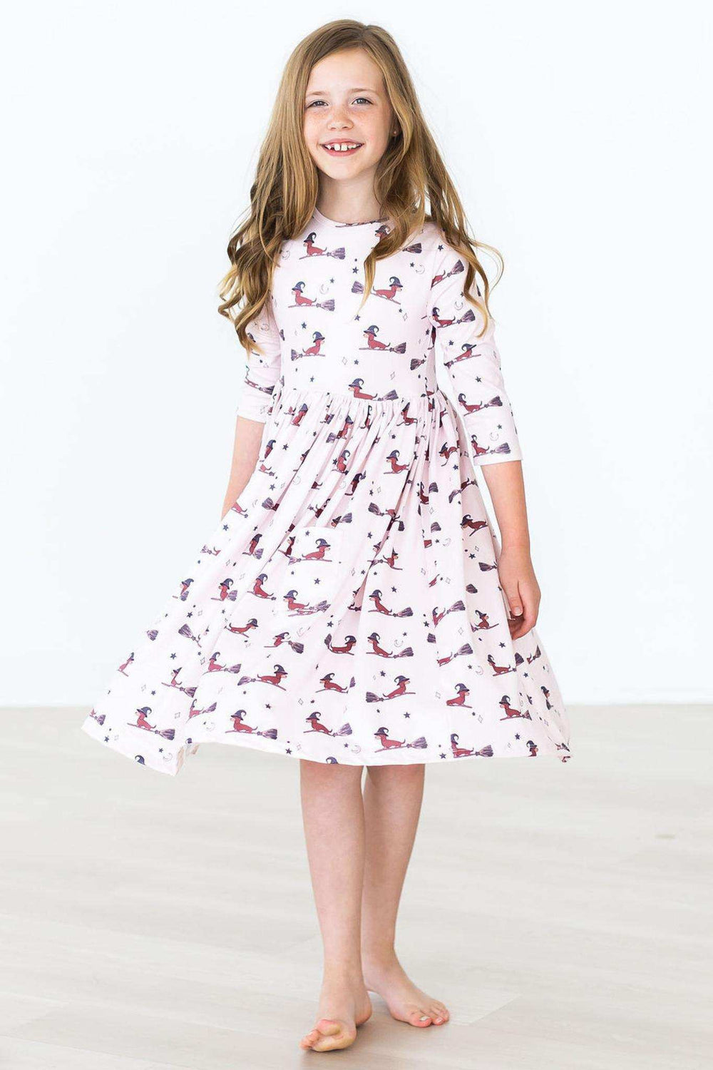 Happy Howl-oween 3/4 Sleeve Pocket Twirl Dress - Mila & Rose ® - Flyclothing LLC