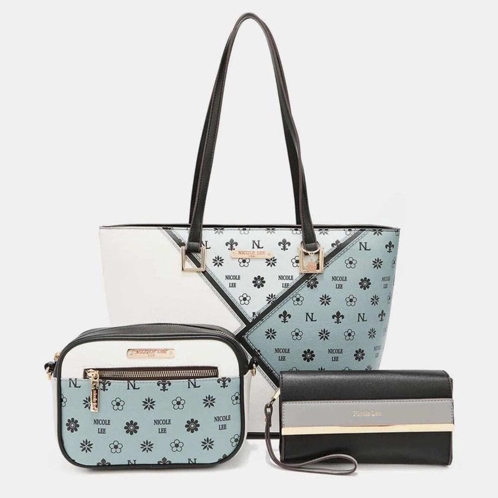 Nicole Lee USA 3-Piece Color Block Handbag Set - Trendsi - Flyclothing LLC