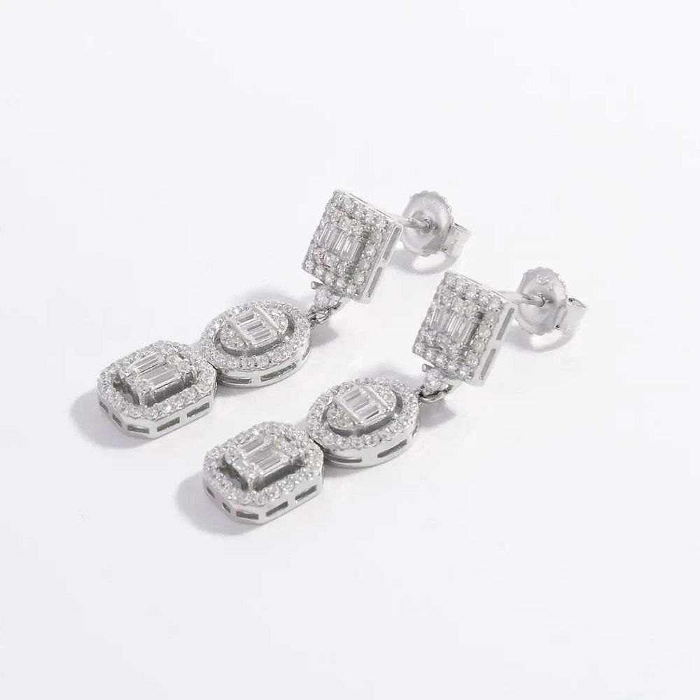 925 Sterling Silver Inlaid Zircon Earrings - Trendsi - Flyclothing LLC