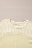 Waffle-Knit Round Neck Long Sleeve Top - Trendsi - Flyclothing LLC