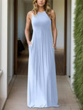Full Size Grecian Neck Dress with Pockets - Trendsi - Flyclothing LLC