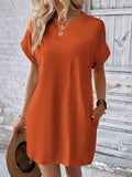 Pocketed Round Neck Short Sleeve Dress - Trendsi - Flyclothing LLC