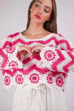 VERY J Chevron/Floral Pattern Crochet Knit Top - Trendsi - Flyclothing LLC