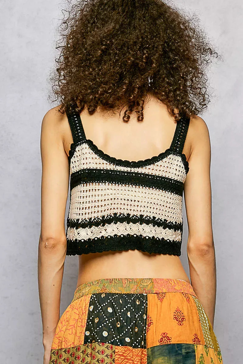 POL Floral Embroidered Cropped Crochet Cami with Scalloped Hem - Trendsi - Flyclothing LLC