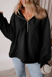 Pocketed Half Zip Dropped Shoulder Hoodie - Trendsi - Flyclothing LLC