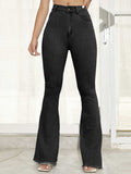 Raw Hem High Waist Flare Jeans - Trendsi - Flyclothing LLC