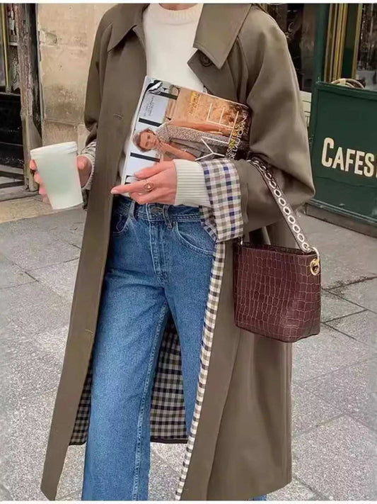 Button Up Raglan Sleeve Trench Coat - Trendsi - Flyclothing LLC