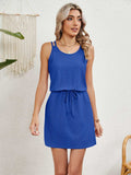 Eyelet Scoop Neck Sleeveless Dress - Trendsi - Flyclothing LLC