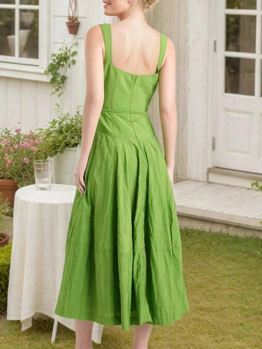 Square Neck Sleeveless Midi Swing Dress - Trendsi - Flyclothing LLC