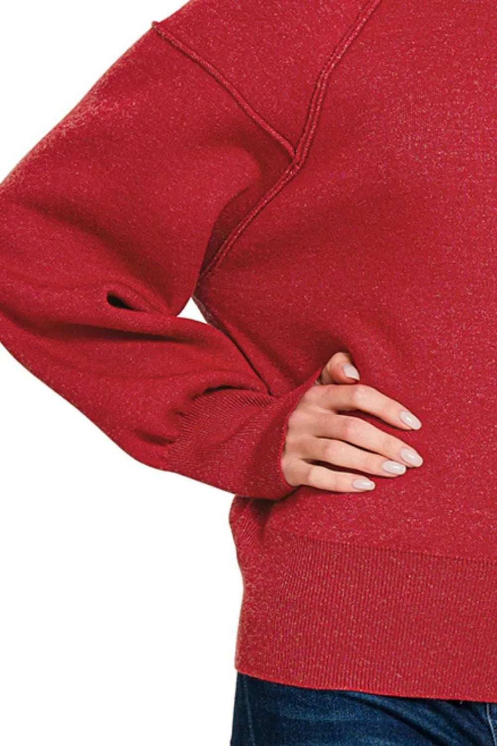 Zenana Viscose Mock Neck Exposed Seam Sweater - Trendsi - Flyclothing LLC