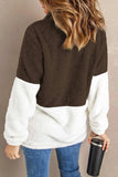 Color Block Half Zip Long Sleeve Fuzzy Sweatshirt - Trendsi - Flyclothing LLC