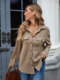 Button Down Long Sleeve Shirt - Trendsi - Flyclothing LLC
