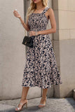 Smocked Printed Wide Strap Dress - Trendsi - Flyclothing LLC