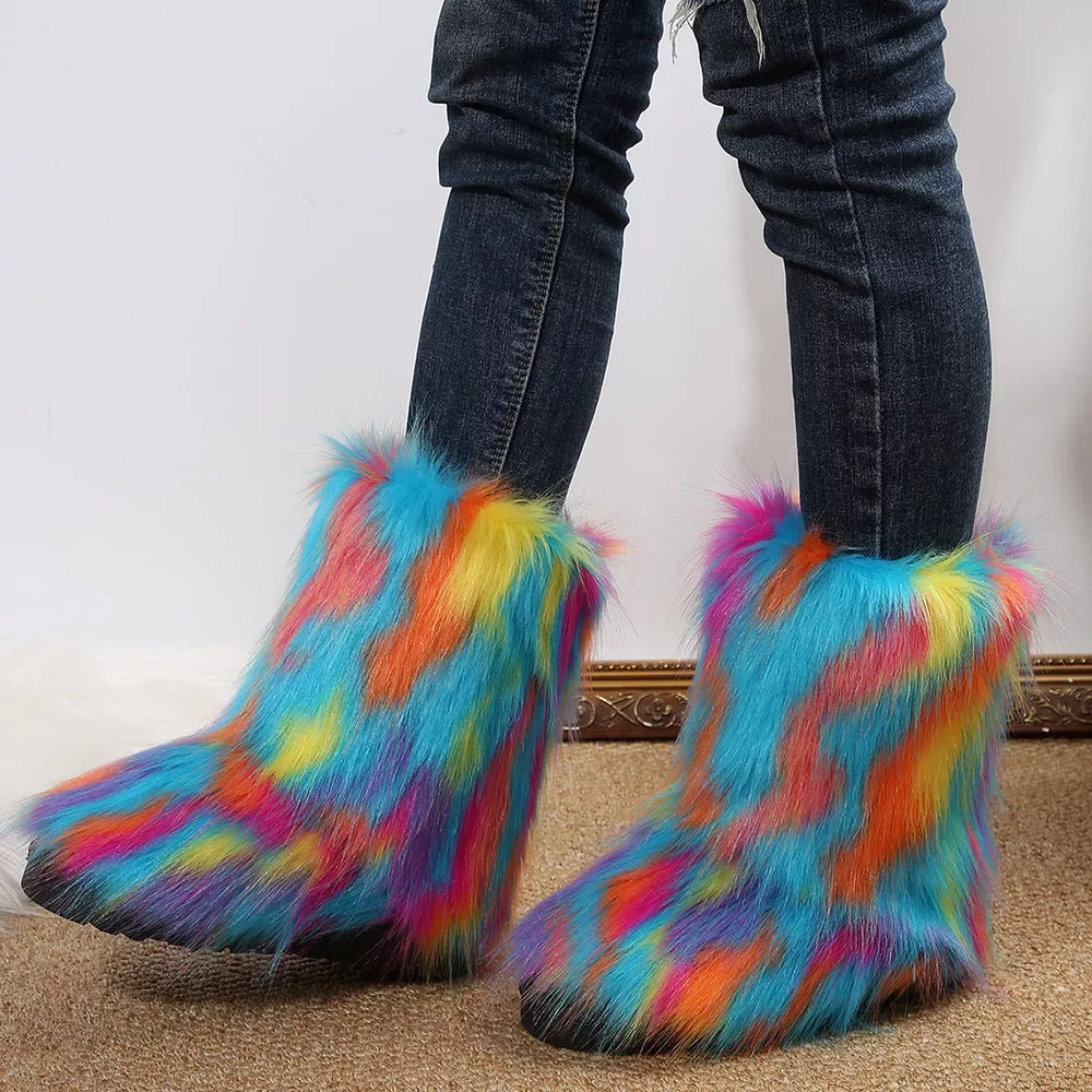 Faux Fur Winter Boots - Trendsi - Flyclothing LLC