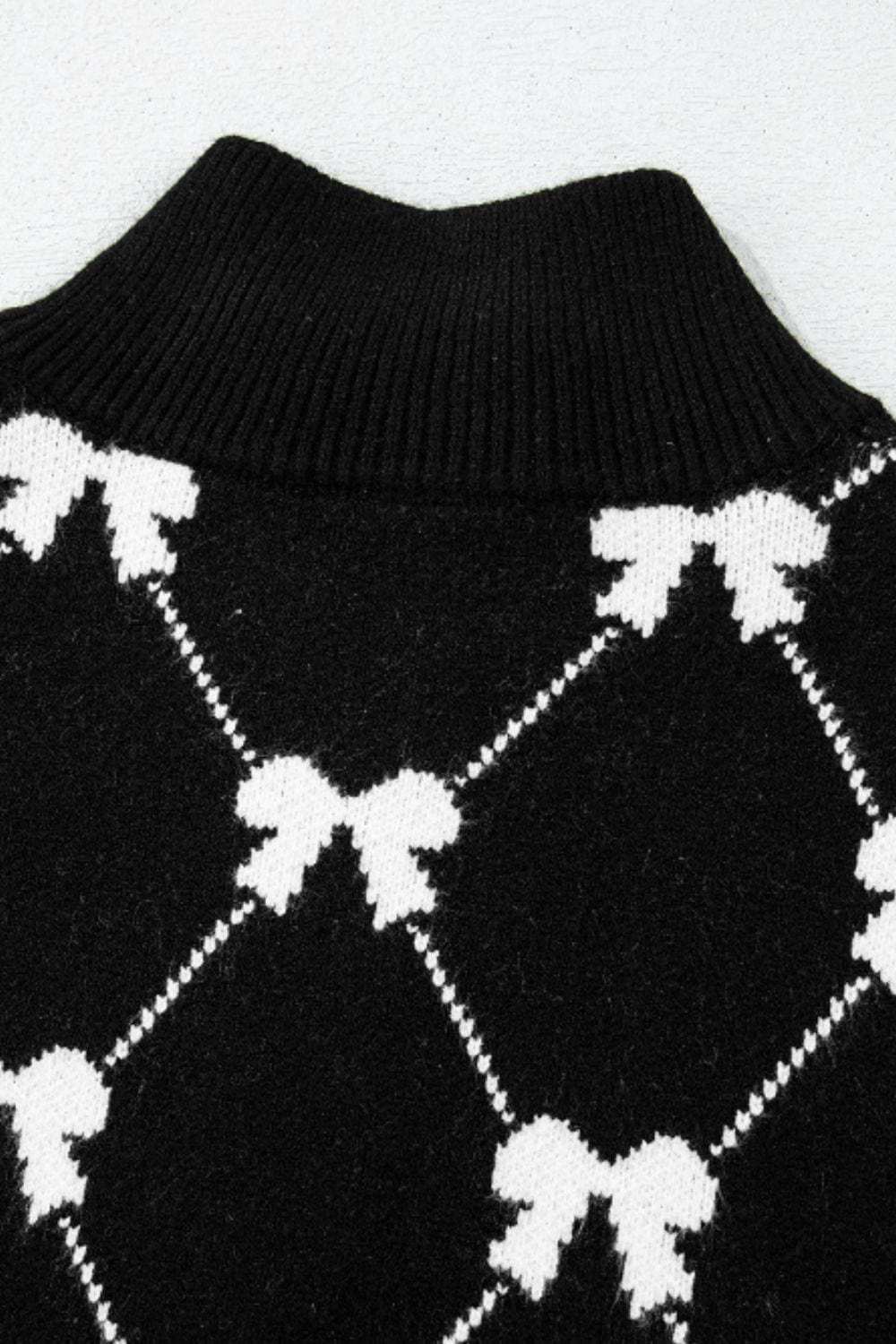 Bow Half Zip Sweater Vest - Trendsi - Flyclothing LLC