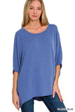 Zenana Raised Rib Bat Sleeve Top - Trendsi - Flyclothing LLC