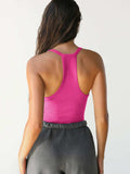 Ribbed V-Neck Halter Tank Top - Trendsi - Flyclothing LLC